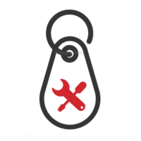 key fob outline with a configuration icon in the middle